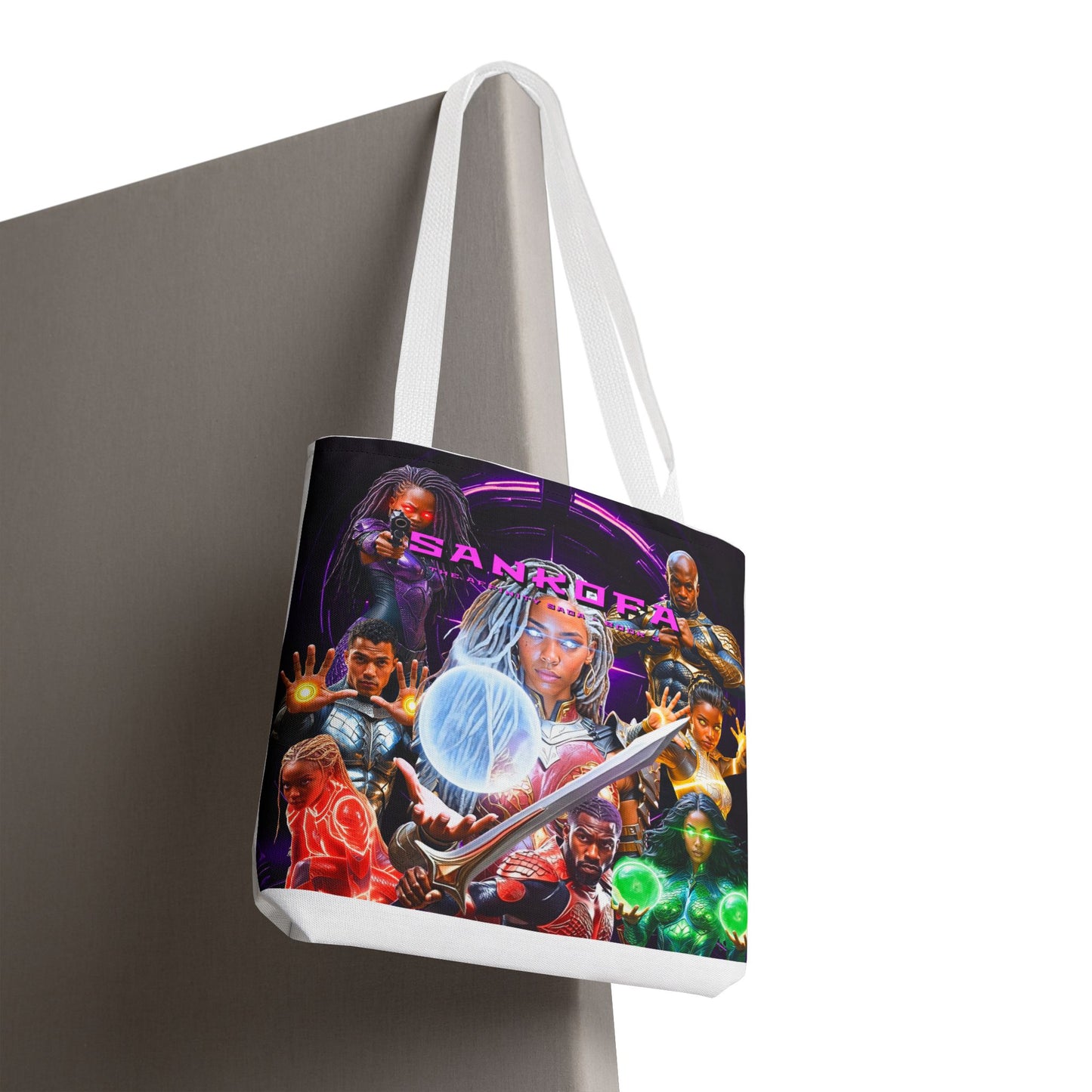 Sankofa Elite Defenders Unit Character Collage with Rebirth Logo - All-Over Print Tote Bag