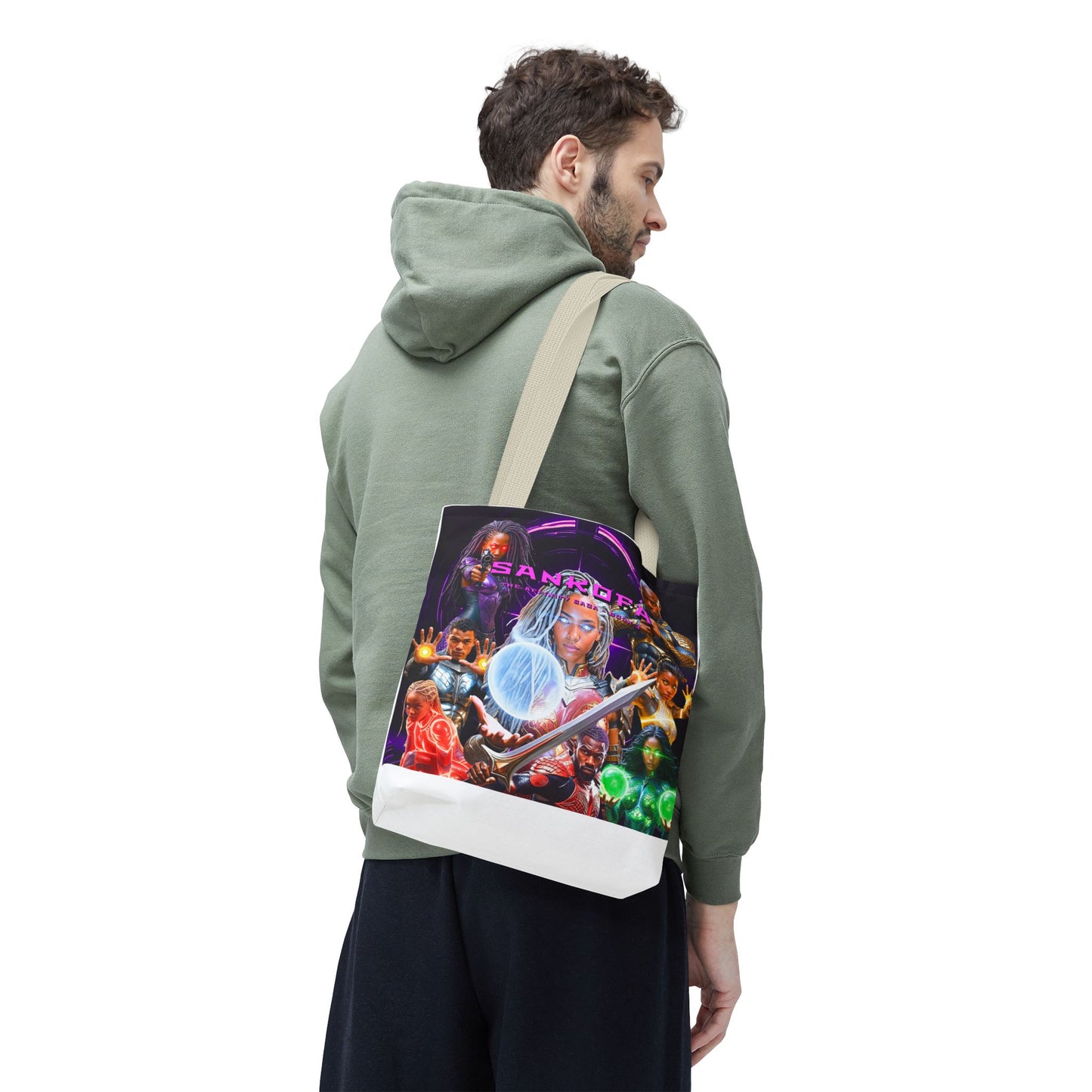 Sankofa Elite Defenders Unit Character Collage with Rebirth Logo - All-Over Print Tote Bag