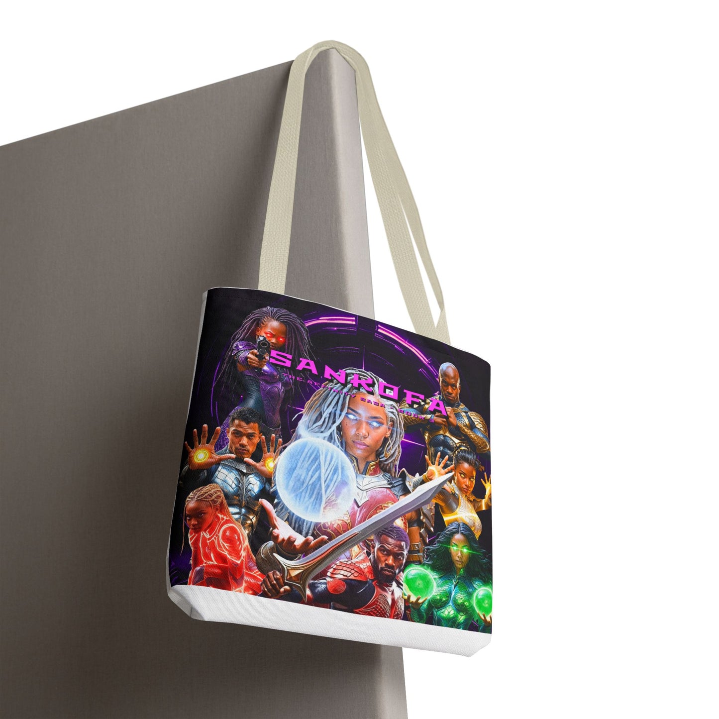 Sankofa Elite Defenders Unit Character Collage with Rebirth Logo - All-Over Print Tote Bag